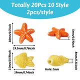 20Pcs Ceramic Fish Starfish Beads Porcelain Charms For DIY Jewelry