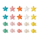 20Pcs Ceramic Fish Starfish Beads Porcelain Charms For DIY Jewelry