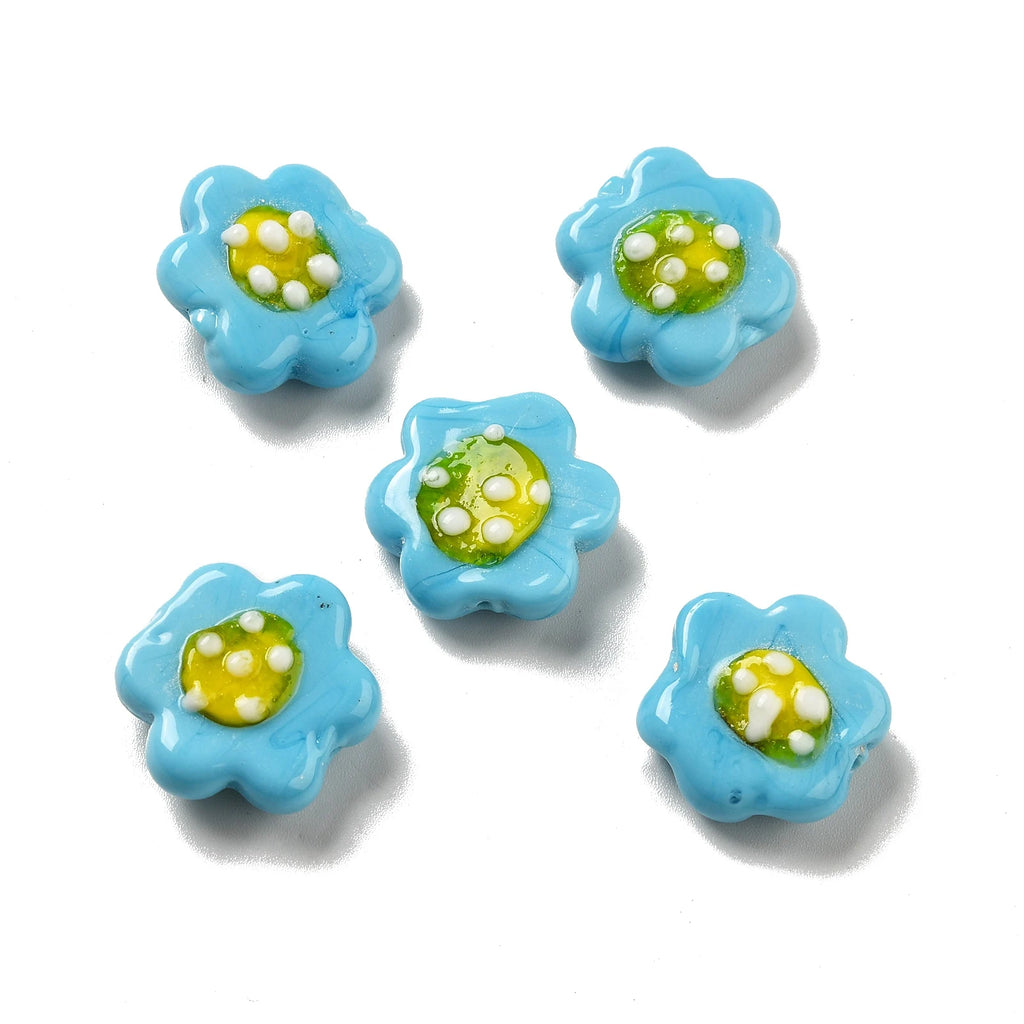 20Pcs Multicolor Lampwork Flower Spacer Beads For Jewelry Making