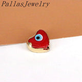 20Pcs Heart Eye Spacer Beads, Lampwork Glass Loose Bead, Plated Love Beads