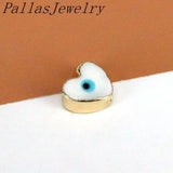 20Pcs Heart Eye Spacer Beads, Lampwork Glass Loose Bead, Plated Love Beads