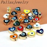20Pcs Heart Eye Spacer Beads, Lampwork Glass Loose Bead, Plated Love Beads
