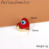 20Pcs Heart Eye Spacer Beads, Lampwork Glass Loose Bead, Plated Love Beads