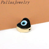 20Pcs Heart Eye Spacer Beads, Lampwork Glass Loose Bead, Plated Love Beads