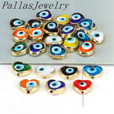 20Pcs Heart Eye Spacer Beads, Lampwork Glass Loose Bead, Plated Love Beads
