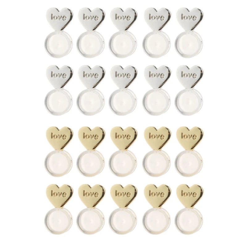 20Pc Heart Earring Lifters Adjustable Ear Lobe Support Backs