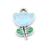 20Pcs Horseshoe Flower Charms Enamel Pendants for Jewelry Making