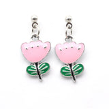 20Pcs Horseshoe Flower Charms Enamel Pendants for Jewelry Making