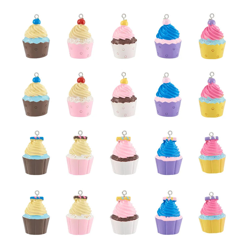 20Pcs Dessert Charms Cup Cake Pendants for Jewelry Making DIY