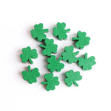 20Pcs St. Patrick's Clover Shamrock Wooden Beads Hemu Printing Bead Kids Toys