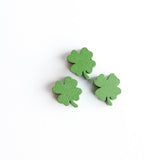 20Pcs St. Patrick's Clover Shamrock Wooden Beads Hemu Printing Bead Kids Toys