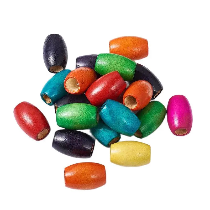 20Pcs Mixed Oval Wooden Beads 30x20mm 10mm Hole DIY Jewelry Making Lead-Free