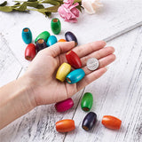 20Pcs Mixed Oval Wooden Beads 30x20mm 10mm Hole DIY Jewelry Making Lead-Free