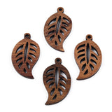 20Pcs Walnut Wood Leaf Pendants Maple Leaf Charms DIY Wooden Jewelry Making