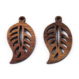 20Pcs Walnut Wood Leaf Pendants Maple Leaf Charms DIY Wooden Jewelry Making