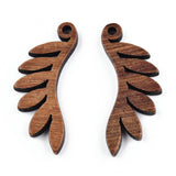 20Pcs Walnut Wood Leaf Pendants Maple Leaf Charms DIY Wooden Jewelry Making