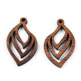 20Pcs Walnut Wood Leaf Pendants Maple Leaf Charms DIY Wooden Jewelry Making