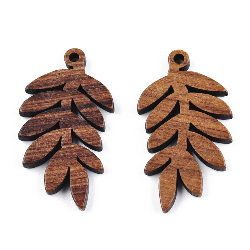 20Pcs Walnut Wood Leaf Pendants Maple Leaf Charms DIY Wooden Jewelry Making