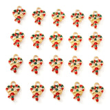 20Pcs Christmas Heart with Bowknot Enamel Pendants, Red, 18x13x3mm