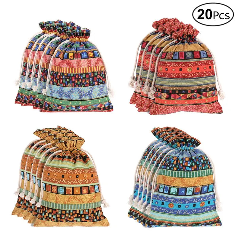 20Pcs Jewelry Pouches Drawstring Jute Sacks for Wedding, Party, Birthday