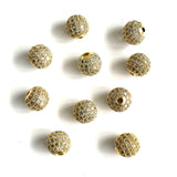 20Pcs 10mm CZ Pave Silver Spacer Balls for Jewelry Making