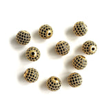 20Pcs 10mm CZ Pave Silver Spacer Balls for Jewelry Making