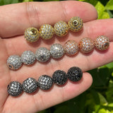 20Pcs 10mm CZ Pave Silver Spacer Balls for Jewelry Making