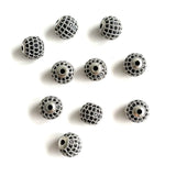 20Pcs 10mm CZ Pave Silver Spacer Balls for Jewelry Making