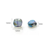 20Pcs 12mm Czech Glass Faceted Beads Square Shape for DIY Crystal Jewelry