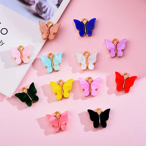 20Pcs/Lot Acrylic Butterfly Earring Charms Multicolor 14*12MM DIY Jewelry Making