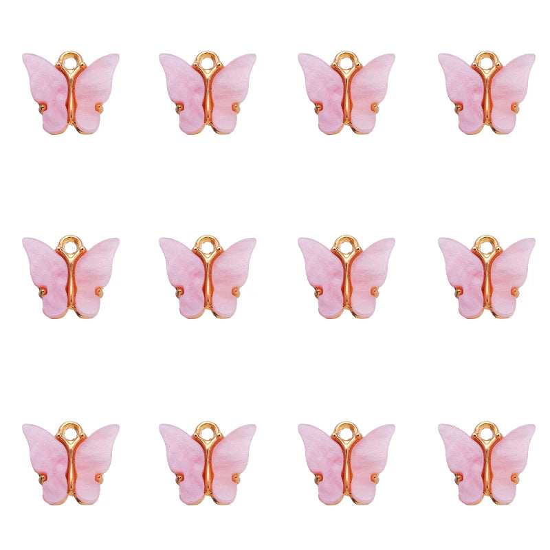 20Pcs/Lot Acrylic Butterfly Earring Charms Multicolor 14*12MM DIY Jewelry Making