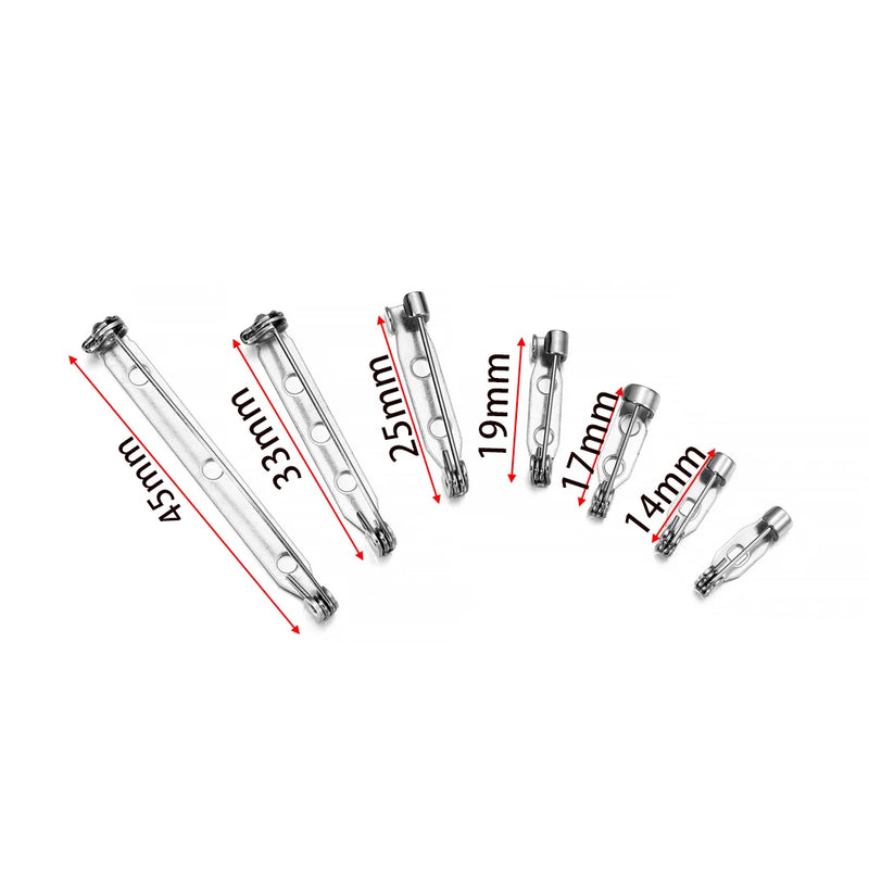 20Pcs 14-35mm Stainless Steel Safety Pins Brooch Clip Base DIY Jewelry Making
