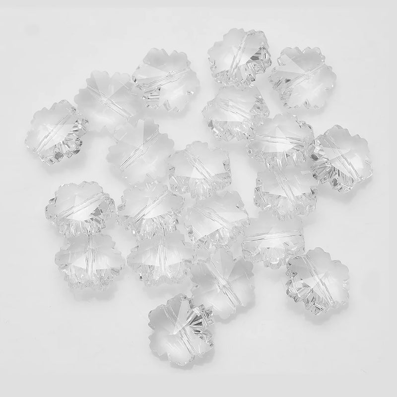 20Pcs 14mm Snowflower Glass Pendants Beads Vertical Hole DIY Jewelry Making