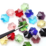 20Pcs 14mm Snowflower Glass Pendants Beads Vertical Hole DIY Jewelry Making