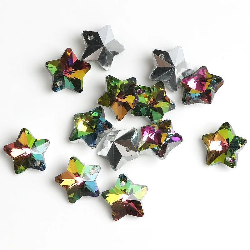 20Pcs 14mm Crystal Star Charms Glass Beads for Jewelry Making