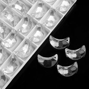 20Pcs 20mm Crystal Moon Pendant Charm Glass Beads For Jewelry Making DIY