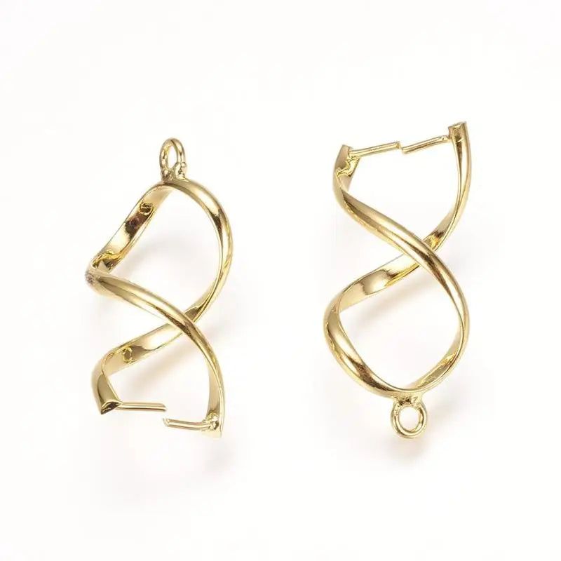 20Pcs Golden Twist Brass Ice Pick & Pinch Bails Pendant Clips 28x13x8mm