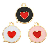 20Pcs 3 Colors Zinc Alloy Love Round Pendant Charm for Earrings