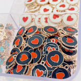20Pcs 3 Colors Zinc Alloy Love Round Pendant Charm for Earrings