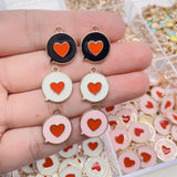 20Pcs 3 Colors Zinc Alloy Love Round Pendant Charm for Earrings