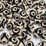 20Pcs 8*12mm Black/White Agate Bead Lucky 3 Eyes Dzi Beads