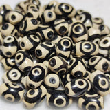 20Pcs 8*12mm Black/White Agate Bead Lucky 3 Eyes Dzi Beads