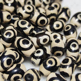 20Pcs 8*12mm Black/White Agate Bead Lucky 3 Eyes Dzi Beads