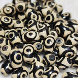 20Pcs 8*12mm Black/White Agate Bead Lucky 3 Eyes Dzi Beads