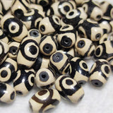 20Pcs 8*12mm Black/White Agate Bead Lucky 3 Eyes Dzi Beads