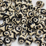 20Pcs 8*12mm Black/White Agate Bead Lucky 3 Eyes Dzi Beads
