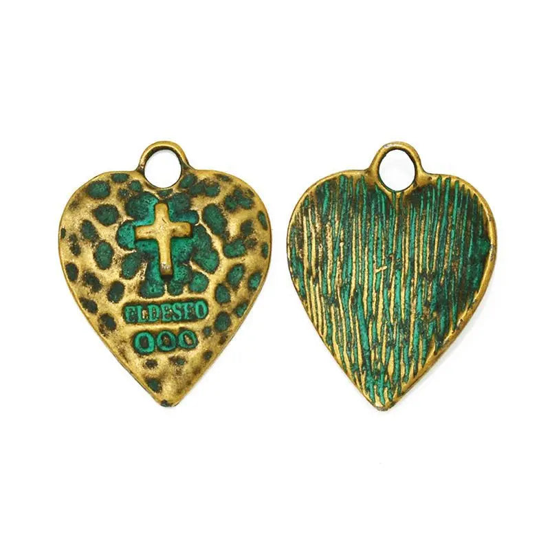 20Pcs Alloy Heart Shaped Patine Pendant Charms Jewelry Making 24*19MM