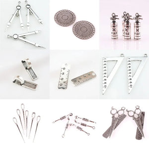 20Pcs Alloy School Ruler Compass Charms for Bracelet Keychain