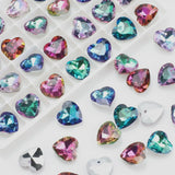 20Pcs Austria Glass Beads Love Heart Sliver Back 14MM Crystal Pendants Charms