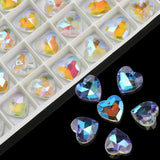 20Pcs Austria Glass Beads Love Heart Sliver Back 14MM Crystal Pendants Charms